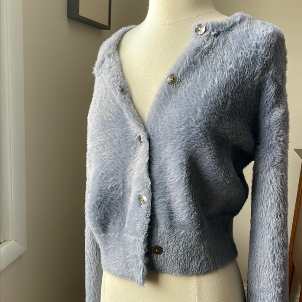 Vince Soft Fuzzy Gray Cardigan NWOT